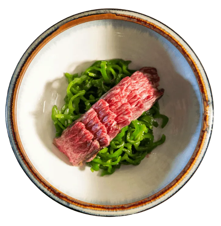 A4黒毛和牛の青椒牛肉