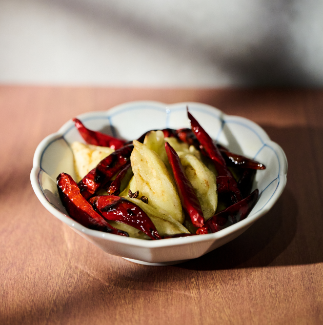 揚げ茄子のスパイス炒め